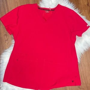 Med Couture Red Scrub Top